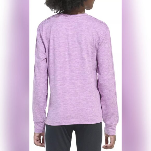 NWT Girls Adidas Purple Melange Long Sleeve Relaxed fit Crewneck Training Tee - Picture 2 of 7